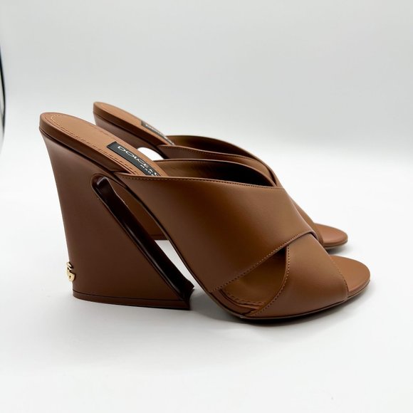 Dolce & Gabbana 105mm Crisscross Elegant Leather Slide Mules - Picture 8 of 15